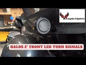 Eagle Lights HALOS 2" Front and Rear LED Turn Signals for Harley Davidson Motorcycles - Front (1157) / Rear (1157)