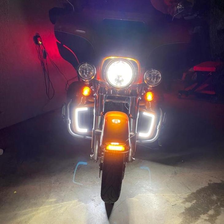 Harley LED Light Signal Fairing Lower Grills Lighting Accessories for Motorcycle Touring Models 2014 2020 (Chrome Design)