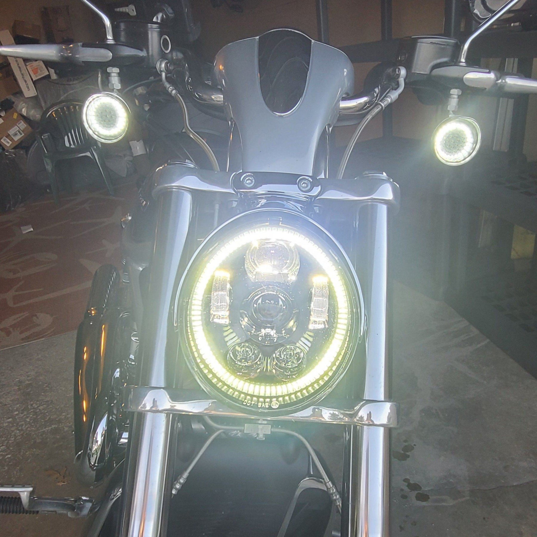 Eagle Lights V-Rod/Street Rod LED Projection Headlight with Halo Ring