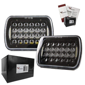 5 X 7 LED Headlights - Eagle Lights 5736B-2 Multi LED 5 X 7 / 6 X 7 Projection Headlight With DRL (H6054 H5054 H6054LL 69822 6052 6053 H6014 H6052)