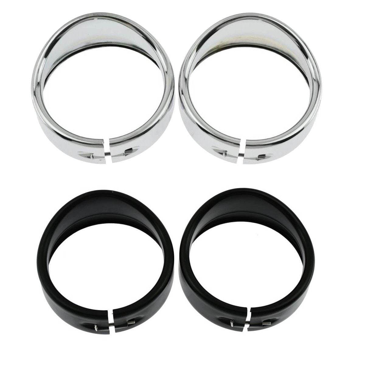 Frenched Rings - Eagle Lights Motorcycle 4.5" 4 1/2 LED Auxiliary Light Visor Style Passing Lamp Trim Ring For Harley