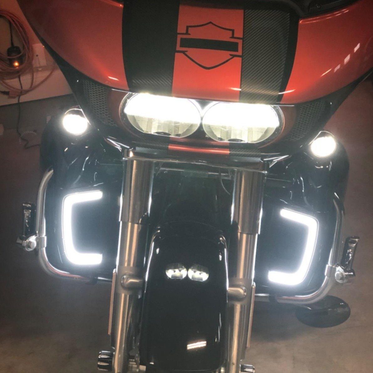 Harley LED Light Signal Fairing Lower Grills Lighting Accessories for Motorcycle Touring Models 2014 2020 (Chrome Design)