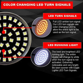 2” LED Turn Signal Kits - Eagle Lights LED Generation II Midnight Edition Turn Signals (Front (1157) And Rear (1156) LED Turn Signal Kit)