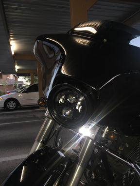 Eagle Lights 7" LED Headlight for Harley Davidson and Indian Motorcycles - Black / Generation II
