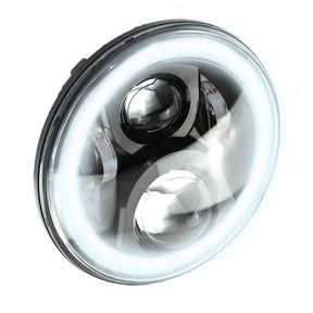 Eagle Lights 7" LED Headlight with LED Halo Ring for Harley Davidson and Indian Motorcycles - Generation II / Black Kit