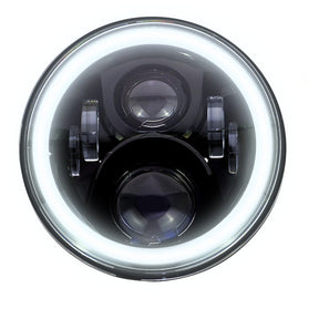 Eagle Lights 7" Round LED Projection Headlight Generation II- Black - Halo Ring - Jeep Wrangler