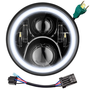 Eagle Lights 7" LED Headlight with LED Halo Ring for Harley Davidson and Indian Motorcycles - Generation II / Black Kit