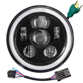 Eagle Lights 7" LED Headlight Kit with Halo Ring for Harley Davidson and Indian Motorcycles - Generation III / Black
