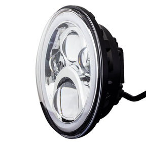 Eagle Lights 7" LED Headlight with LED Halo Ring for Harley Davidson and Indian Motorcycles - Generation II / Chrome Kit