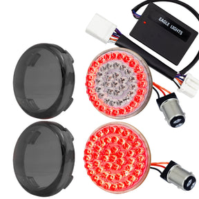 Eagle Lights 2" Rear LED Turn Signals, Running and Brake Lights for Harley Davidson Motorcycles- Generation I / 1157 Base / Red