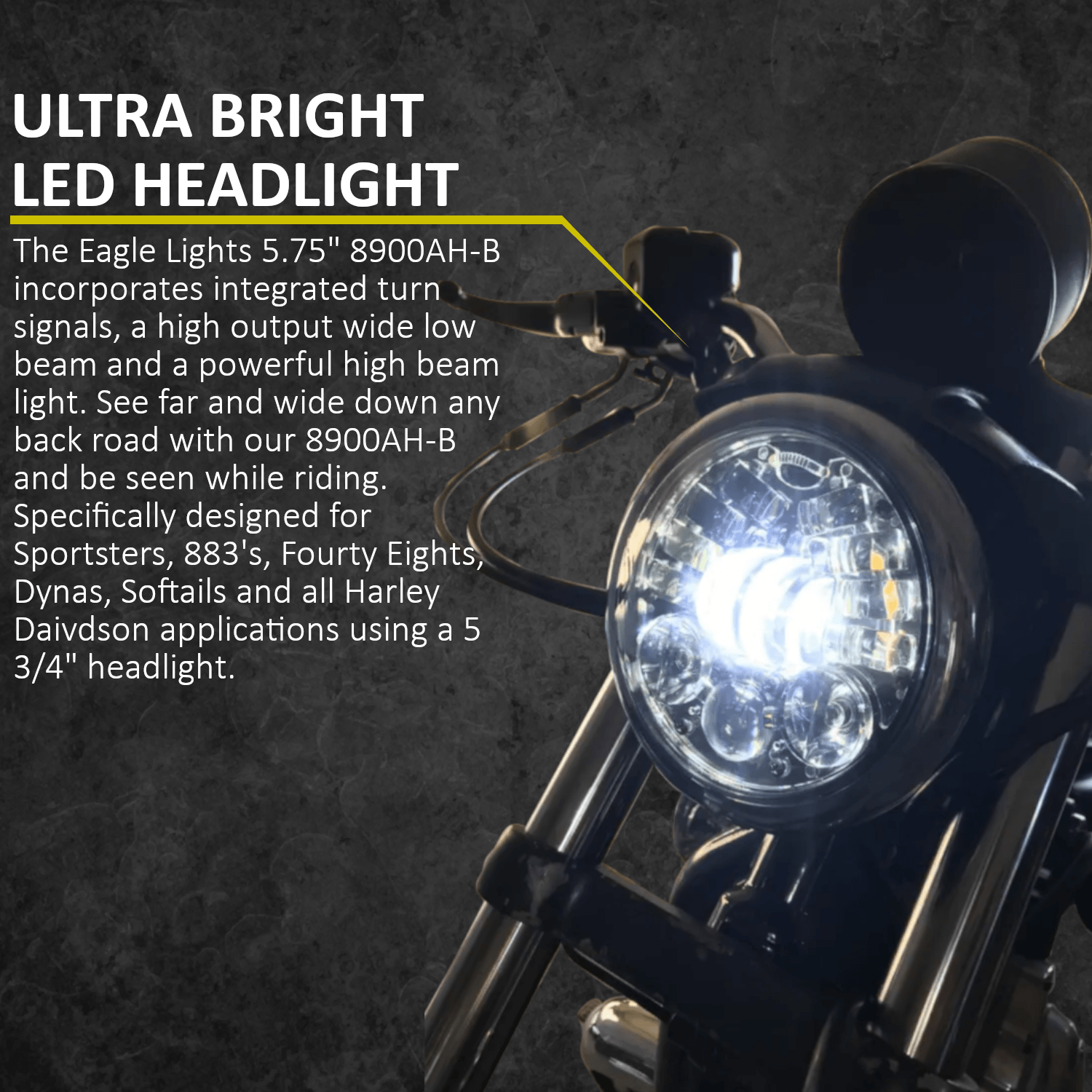 Eagle Lights 5 3/4" LED Projector Headlight with Integrated Turn Signals for Harley Davidson 5.75'' LED Projection Head Lamp