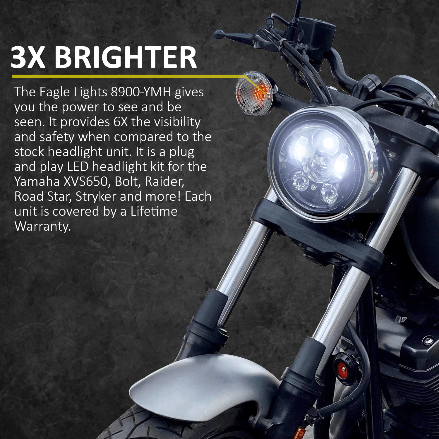 Eagle Lights 5 3/4" LED Headlight for Yamaha XVS650, Bolt, Raider, Road Star, Stryker Models