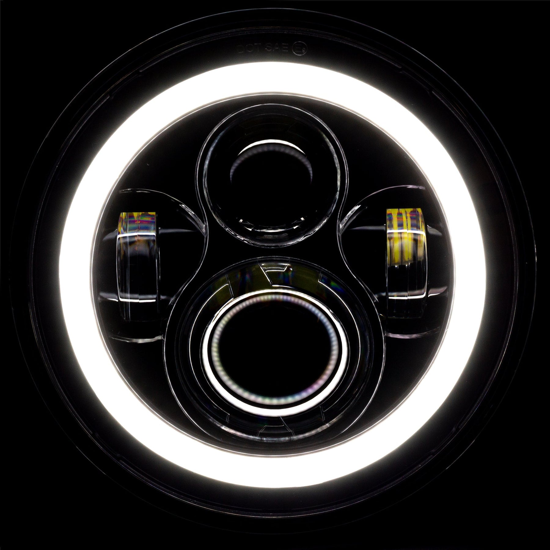 Eagle Lights 7" LED Headlight with LED Halo Ring for Harley Davidson and Indian Motorcycles - Generation I / Black Kit