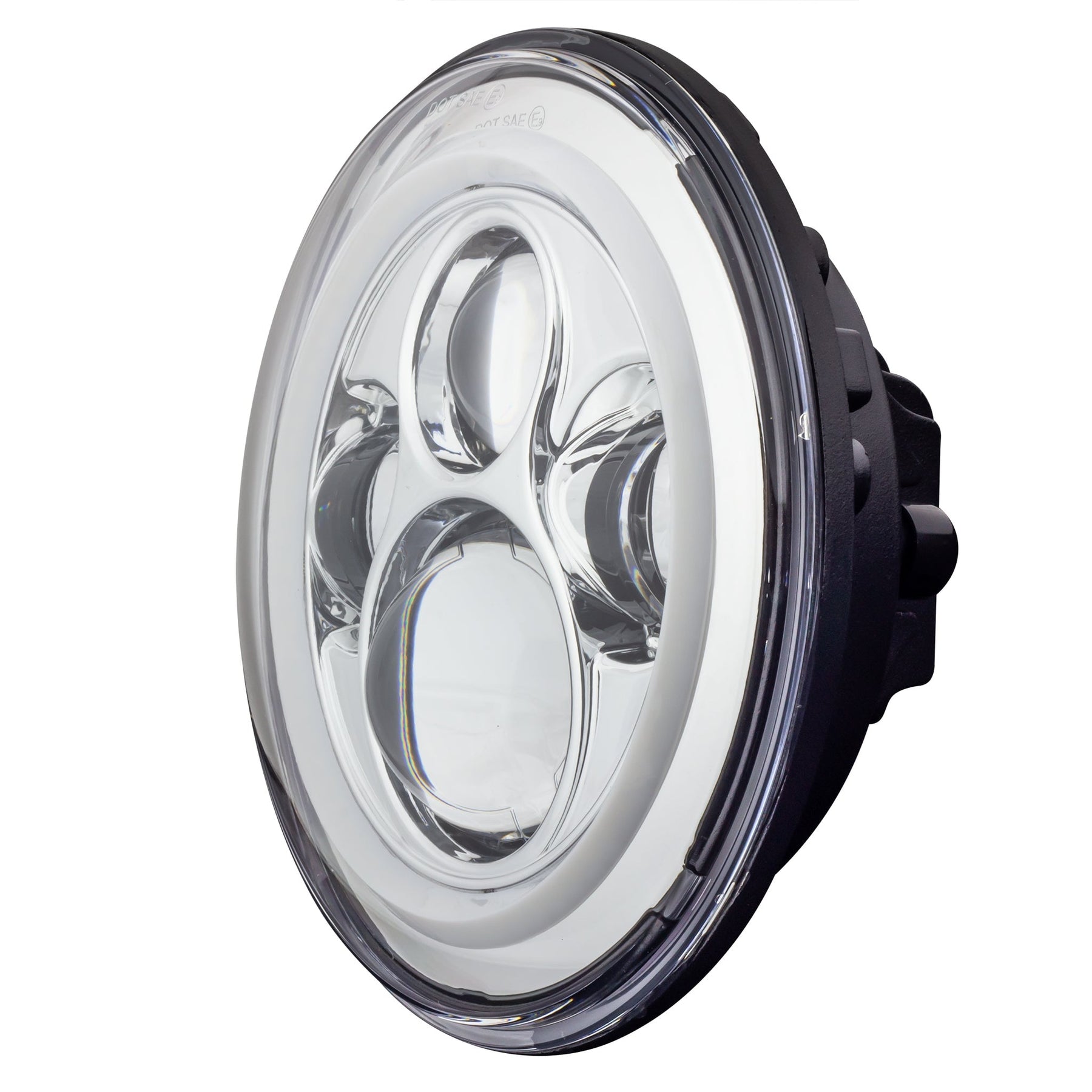 Eagle Lights 7" LED Headlight with LED Halo Ring for Harley Davidson and Indian Motorcycles - Generation I / Chrome Kit