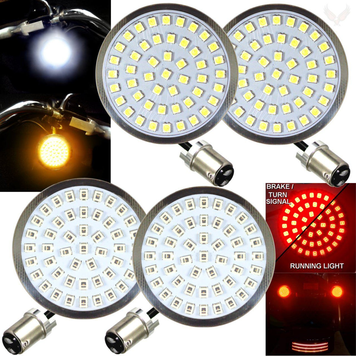 2” LED Turn Signal Kits - Eagle Lights LED Generation II Turn Signals (Front (1157) And Rear (1157) LED Turn Signal Kit