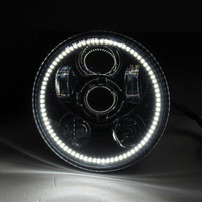 5 ¾” Halo & DRL LED Headlights - Eagle Lights Generation III Chrome 5 3/4" LED Headlight With White LED Halo Ring