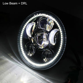 5 ¾” Halo & DRL LED Headlights - Eagle Lights Generation III Chrome 5 3/4" LED Headlight With White LED Halo Ring