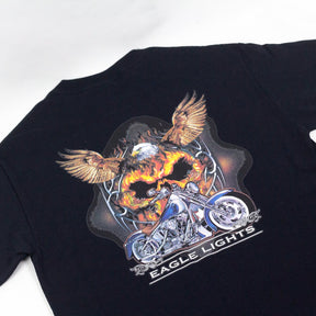 Eagle Lights T-Shirt with Flaming Skull and Eagle Graphic