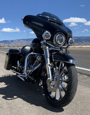 Eagle Lights 7" LED Headlight and 4.5" LED Passing Light Kit with Halo Rings for Harley Davidson and Indian Motorcycles - Generation I / Black