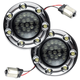 Eagle Lights Infinity Beam 2” Rear LED Turn Signals with LED Ring Covers for Harley Davidson - Rear 1156 / Red LEDs