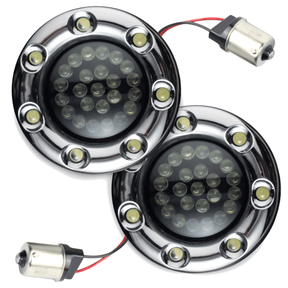 Eagle Lights Infinity Beam 2” Rear LED Turn Signals with LED Ring Covers for Harley Davidson - Rear 1156 / Red LEDs