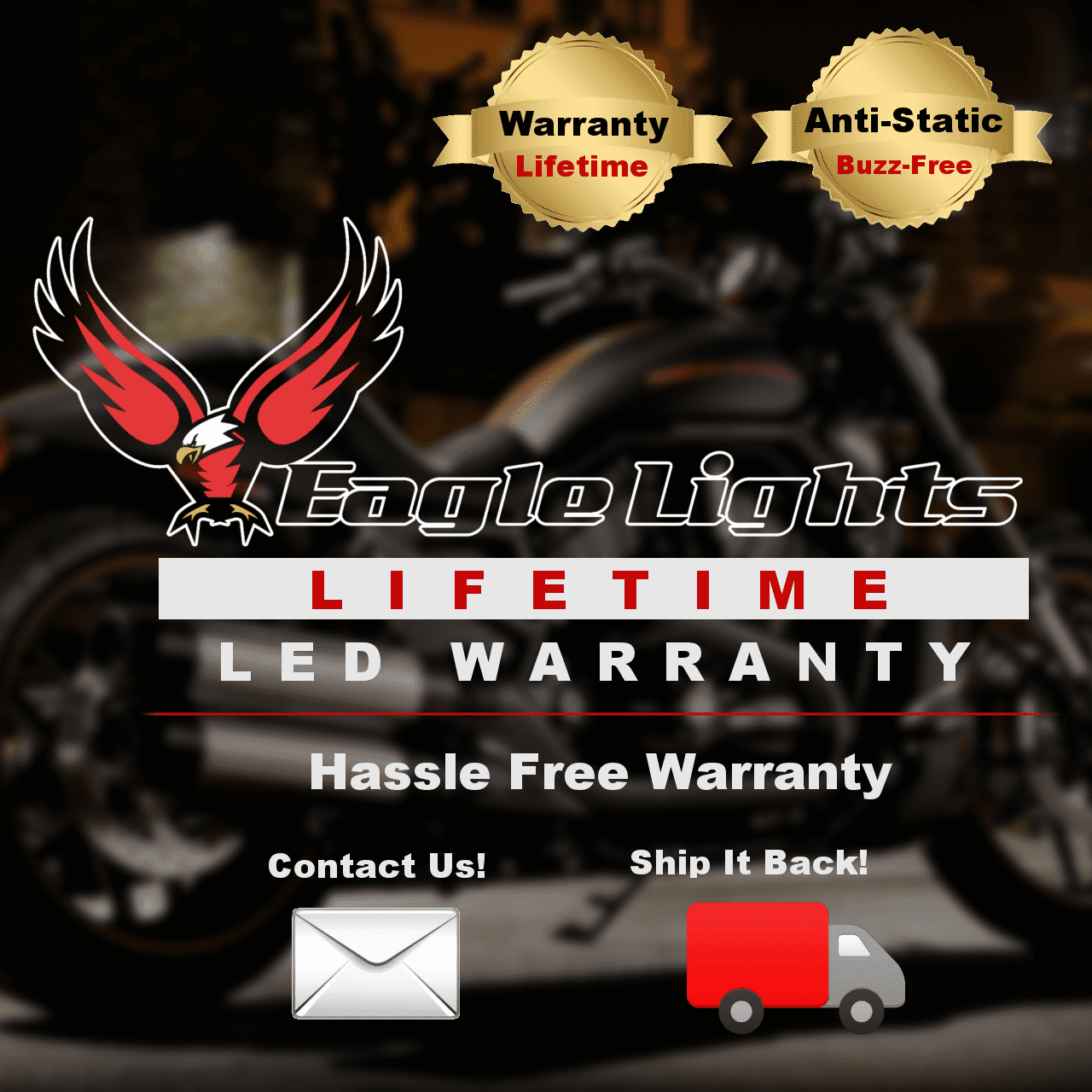 3 ¼” LED Turn Signal Kit - Eagle Lights  3 1/4" Flat Style LED Front (2 X 1157) And Rear Red(2 X 1156) Turn Signals For Harleys