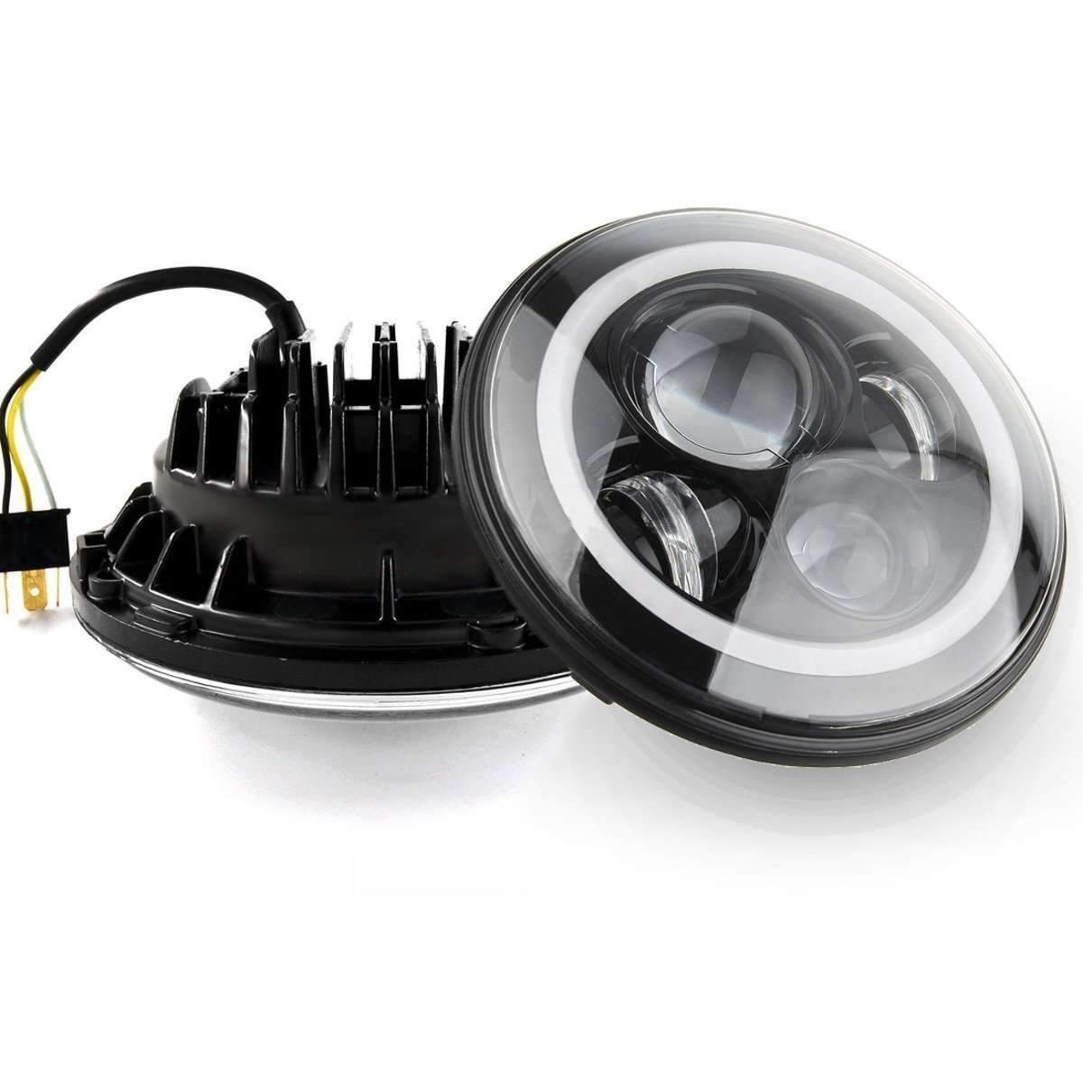 7” Halo LED Headlight Kits - Eagle Lights 7" LED Headlight Kit For Jeeps With White LED Halo Rings - Double Pack*