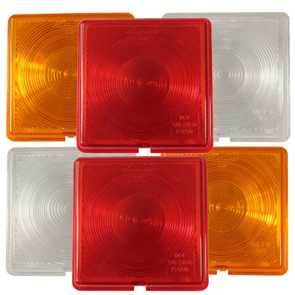 Rubbolite - Genuine Rubbolite 4" Square 6 Lens Full Refurbishment Kit | 2 Red, 2 Amber And 2 Clear