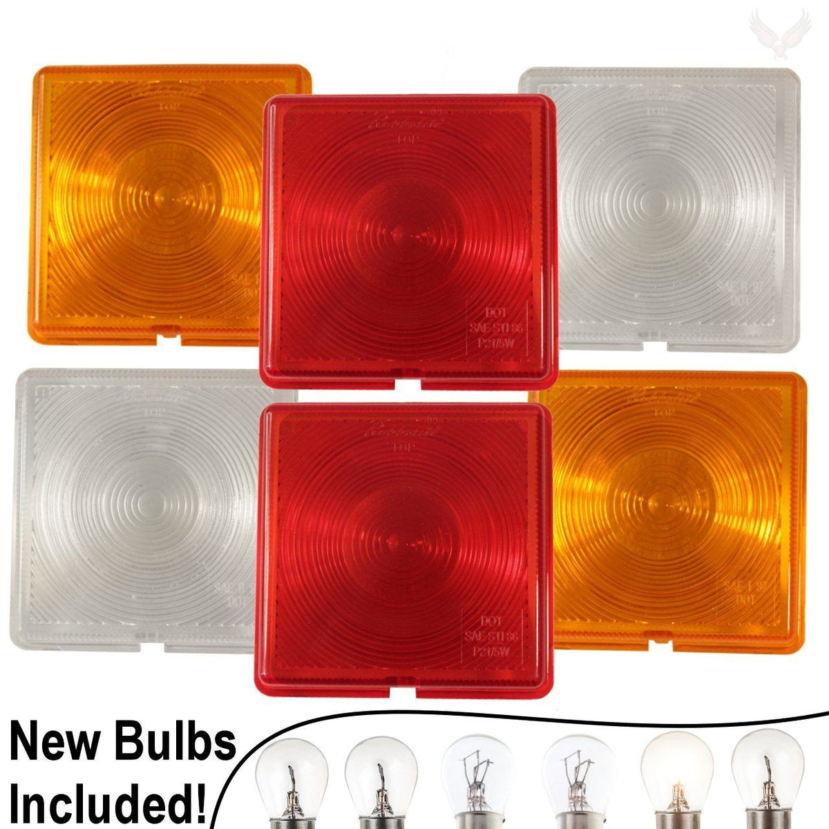 Rubbolite - Genuine Rubbolite 4" Square 6 Lens Full Refurbishment Kit | 2 Red, 2 Amber And 2 Clear