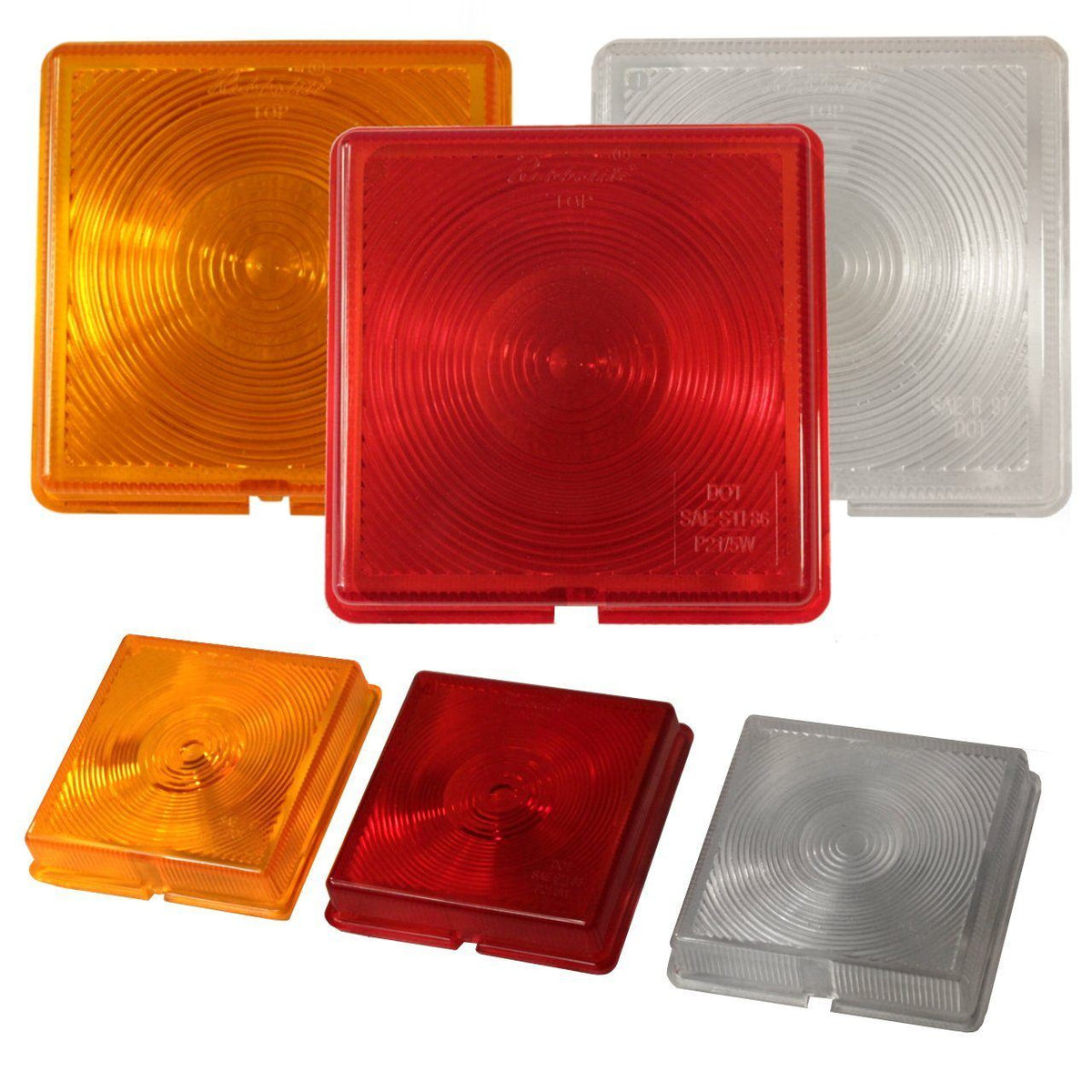 Rubbolite - Genuine Rubbolite 4" Square 3 Lens Replacement Set | Red, Amber And Clear