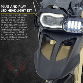 Eagle Lights LED Headlight Kit with Halo Ring for 2006 - 2012 BMW R1200GS