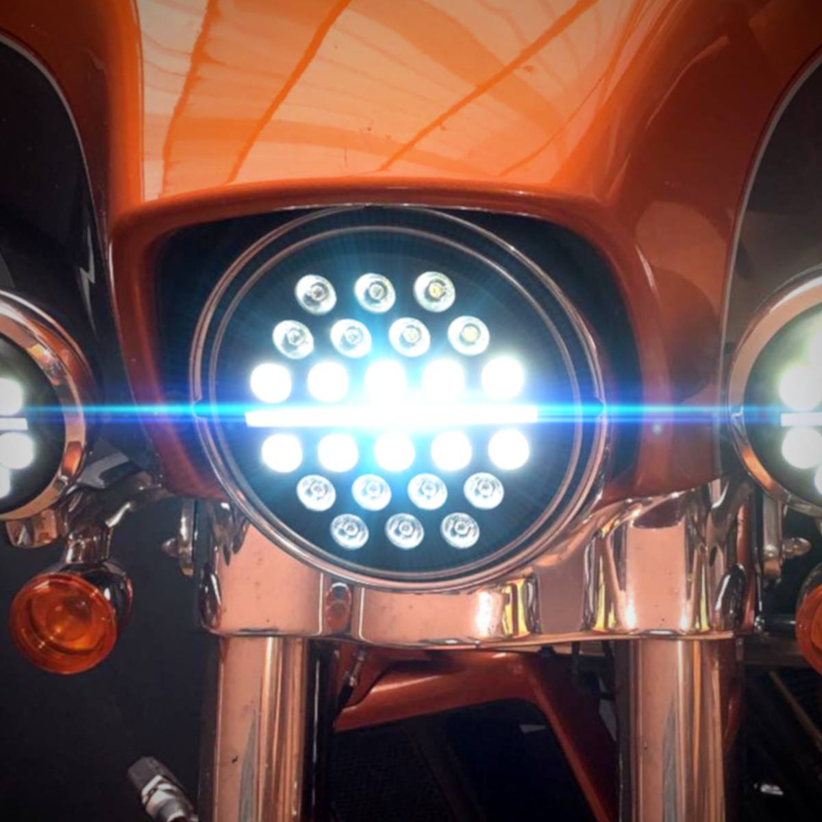 7” Halo & DRL LED Headlights - Eagle Lights 7" SLIM LINE Multi LED Projection Headlight - Black - Fits All 7" Harley Davidson And Indian Headlight Buckets