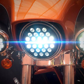 7” Halo & DRL LED Headlights - Eagle Lights 7" SLIM LINE Multi LED Projection Headlight - Black - Fits All 7" Harley Davidson And Indian Headlight Buckets