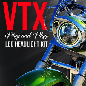 Eagle Lights Generation III LED Headlight with Halo Ring For Honda VTX 1300 and 1800 - Includes VTX Bracket and Hardware