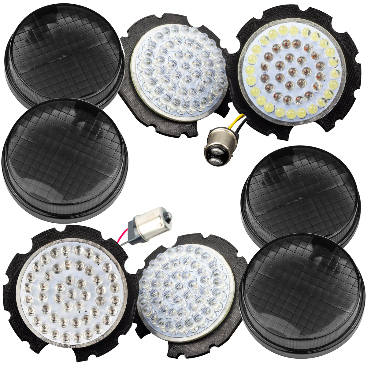 Eagle Lights 2” Front and Rear LED Turn Signal and Running Light Kit for Honda VTX - Generation I / 1157 Front / 1156 Amber Rear