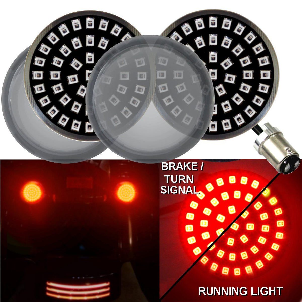 2” LED Front Turn Signals - Eagle Lights Generation II Midnight Edition Rear LED Turn Signals