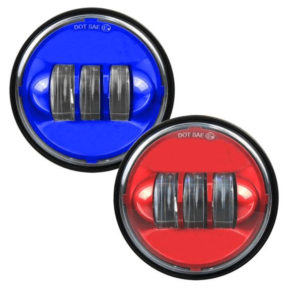 Eagle Lights Color Matched 4.5" Red and Blue LED Passing Lamp Kit for Harley Davidson and Others