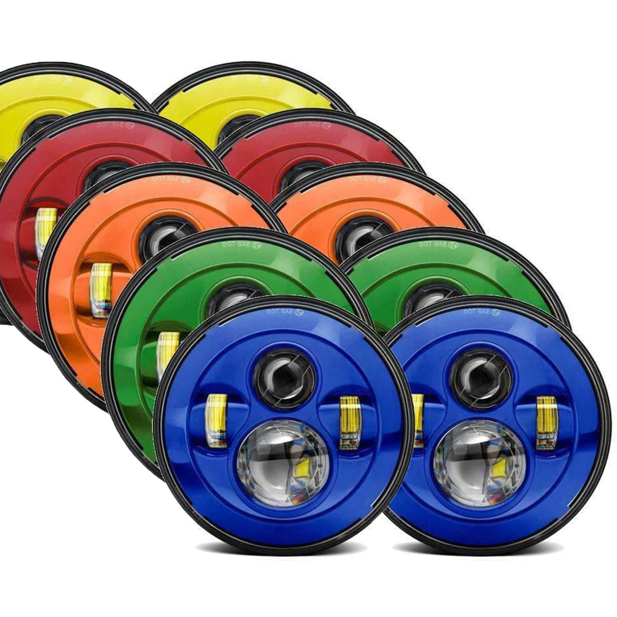 Jeep Colored LED Headlights - Comes with two Headlights and Anti-Flicker Harnesses