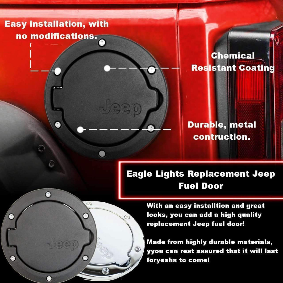 Eagle Lights Jeep Fuel Door - Fits 07 - 15 Jeep Wrangler (2 + 4 Door)