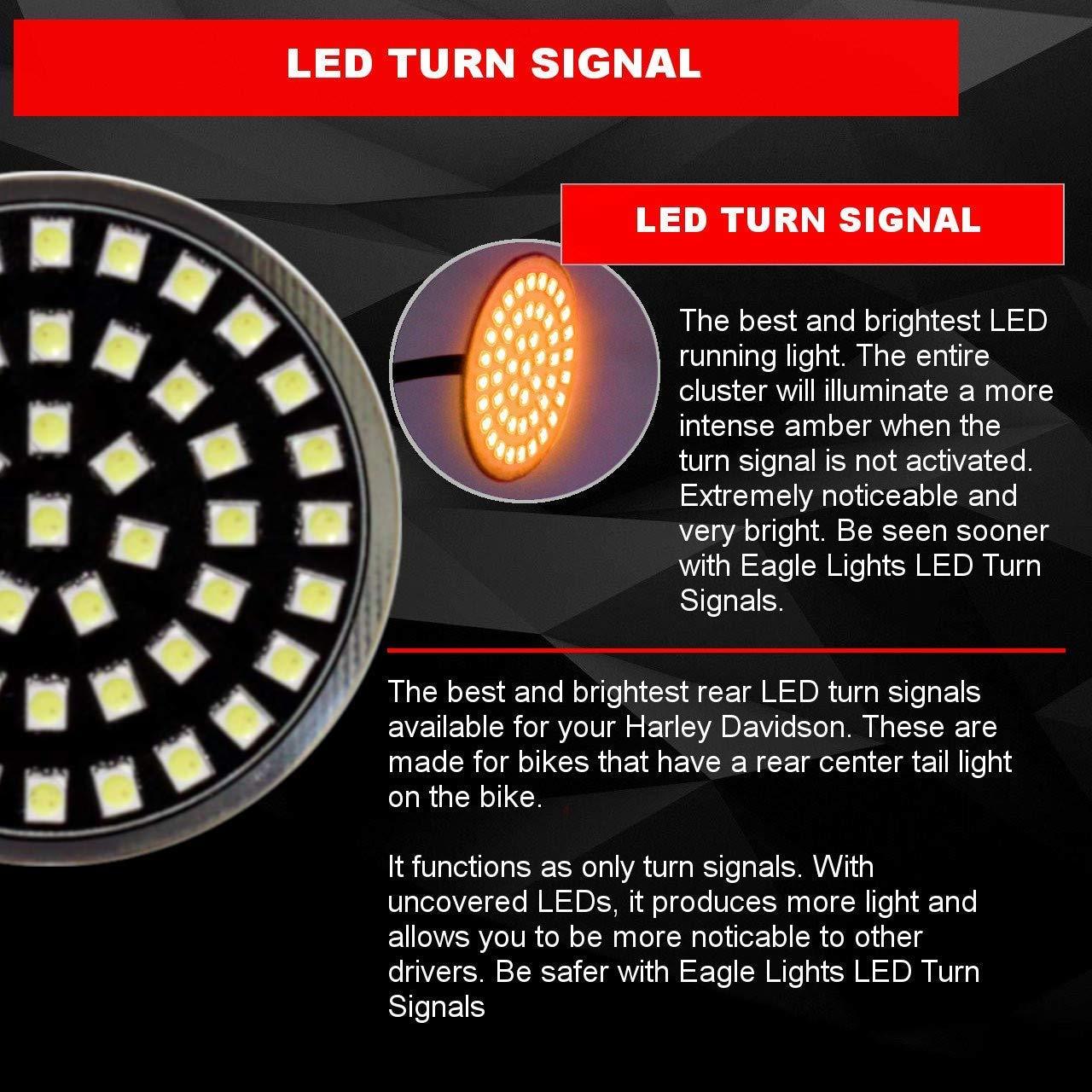 2” LED Front Turn Signals - Eagle Lights Midnight Edition Generation II Amber LED Premium Rear Turn Signals - 1156 Base