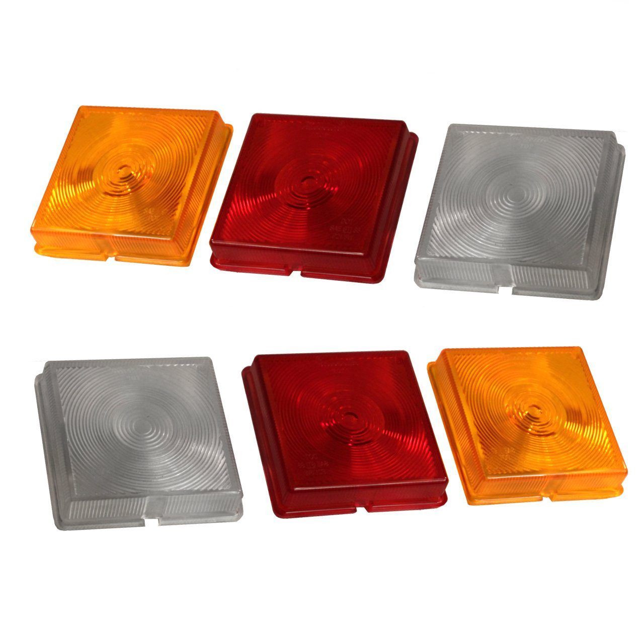 Rubbolite - Genuine Rubbolite 4" Square 6 Lens Full Refurbishment Kit | 2 Red, 2 Amber And 2 Clear