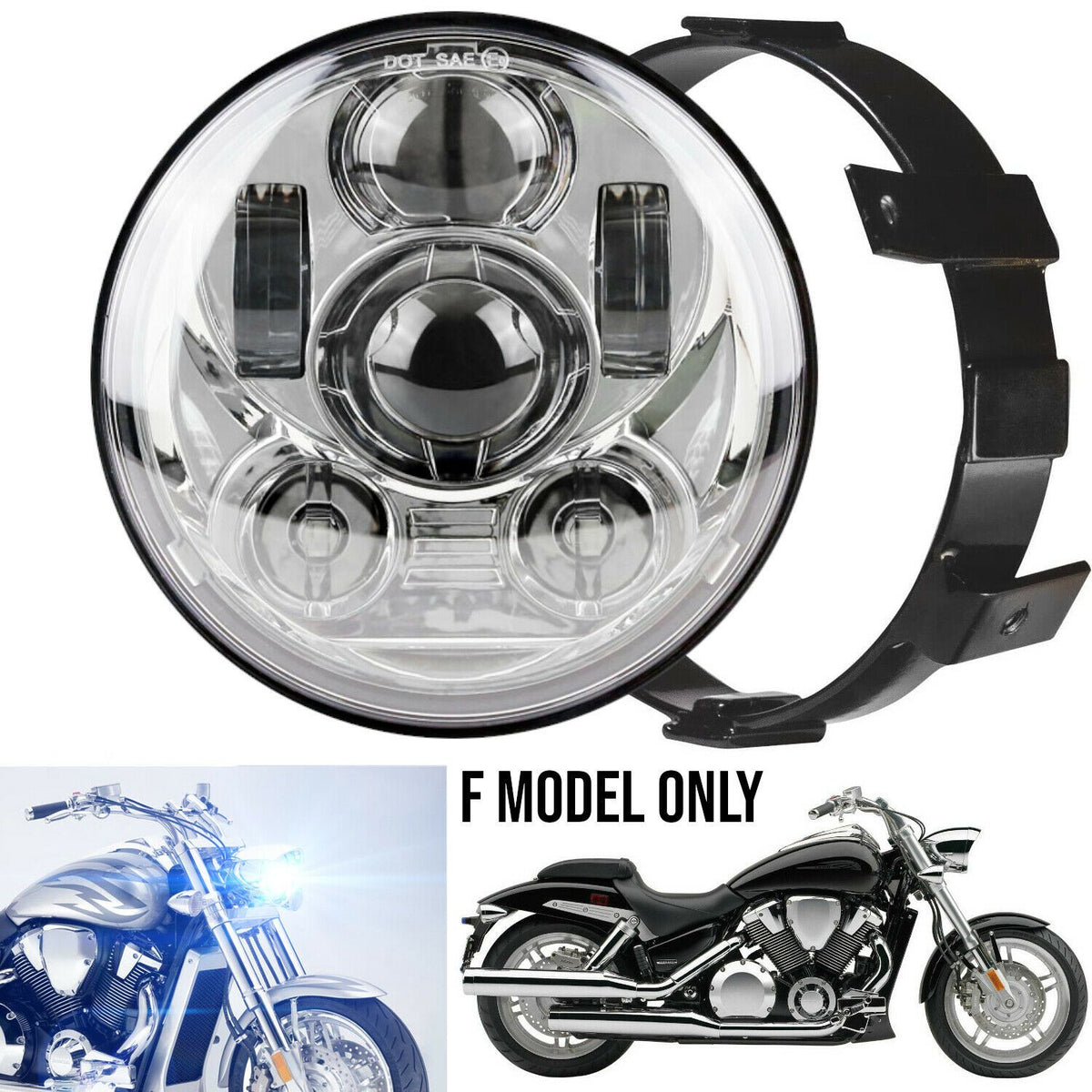 Eagle Lights Generation III LED Headlight For Honda VTX 1300 and 1800 F- MODEL ONLY- Includes VTX Bracket and Hardware