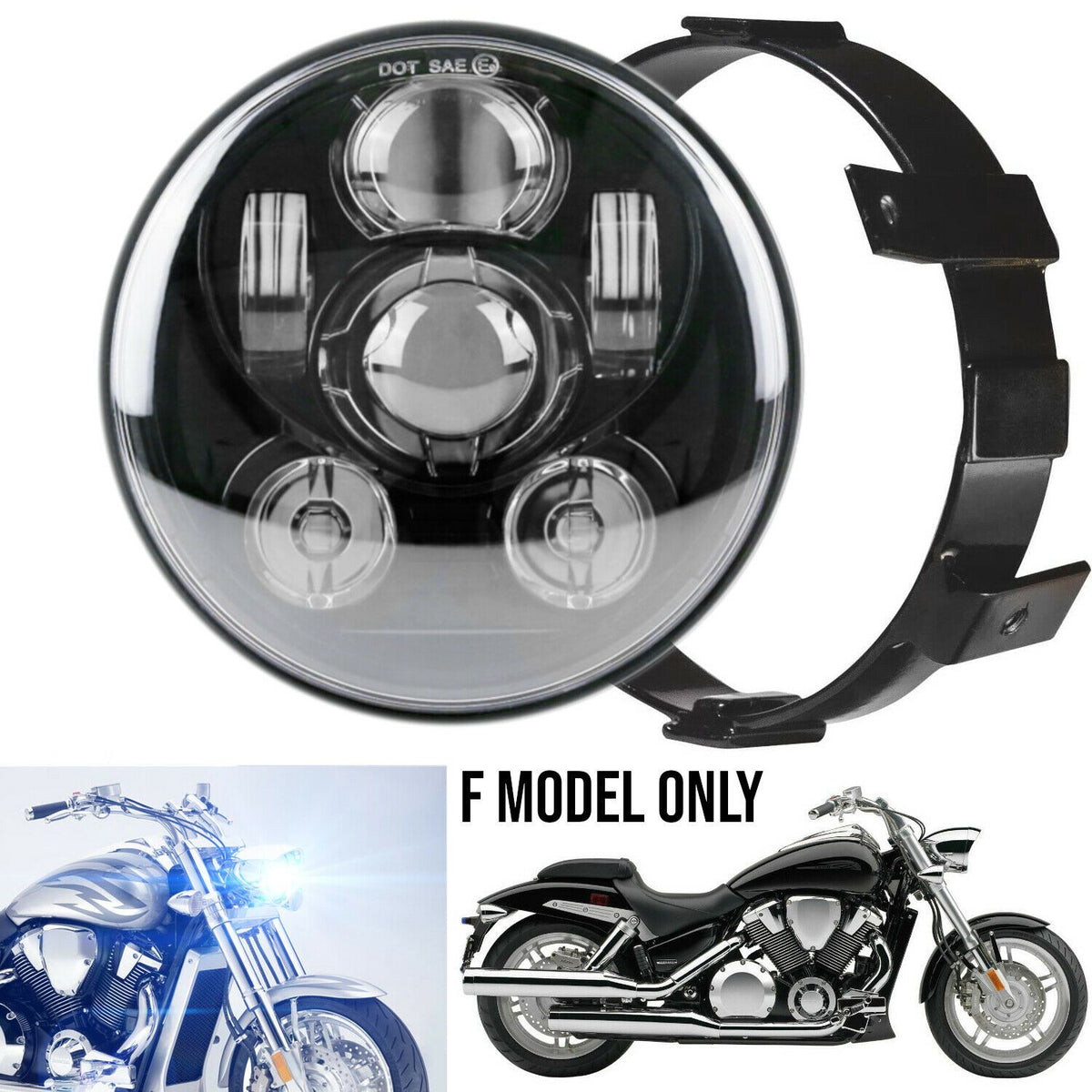 Eagle Lights Generation III LED Headlight For Honda VTX 1300 and 1800 F- MODEL ONLY- Includes VTX Bracket and Hardware